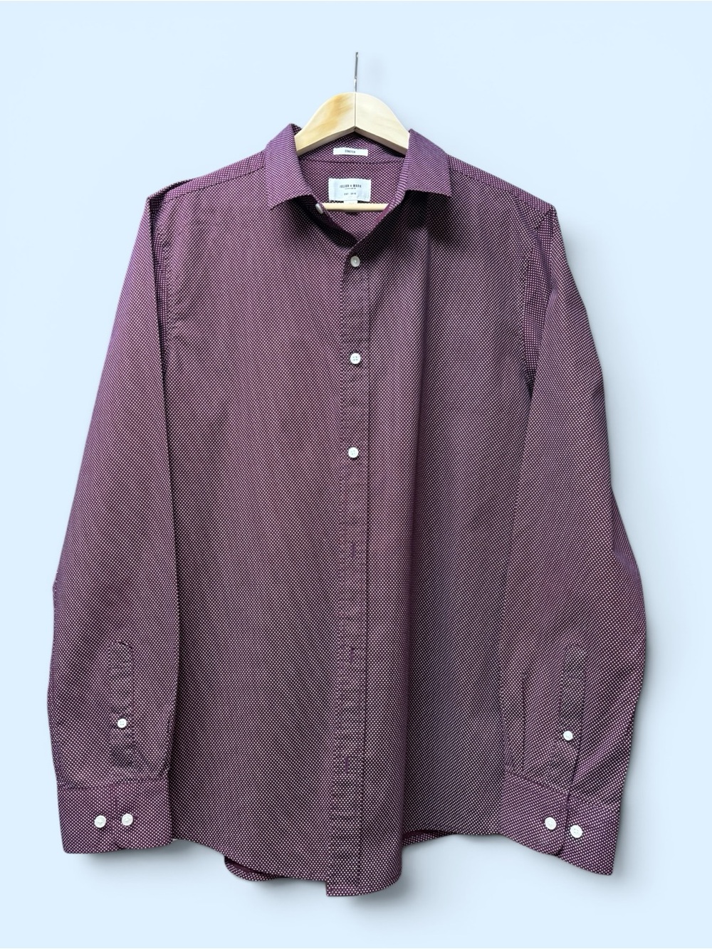 Men's Long-Sleeve Patterned Dress Shirt in Plum